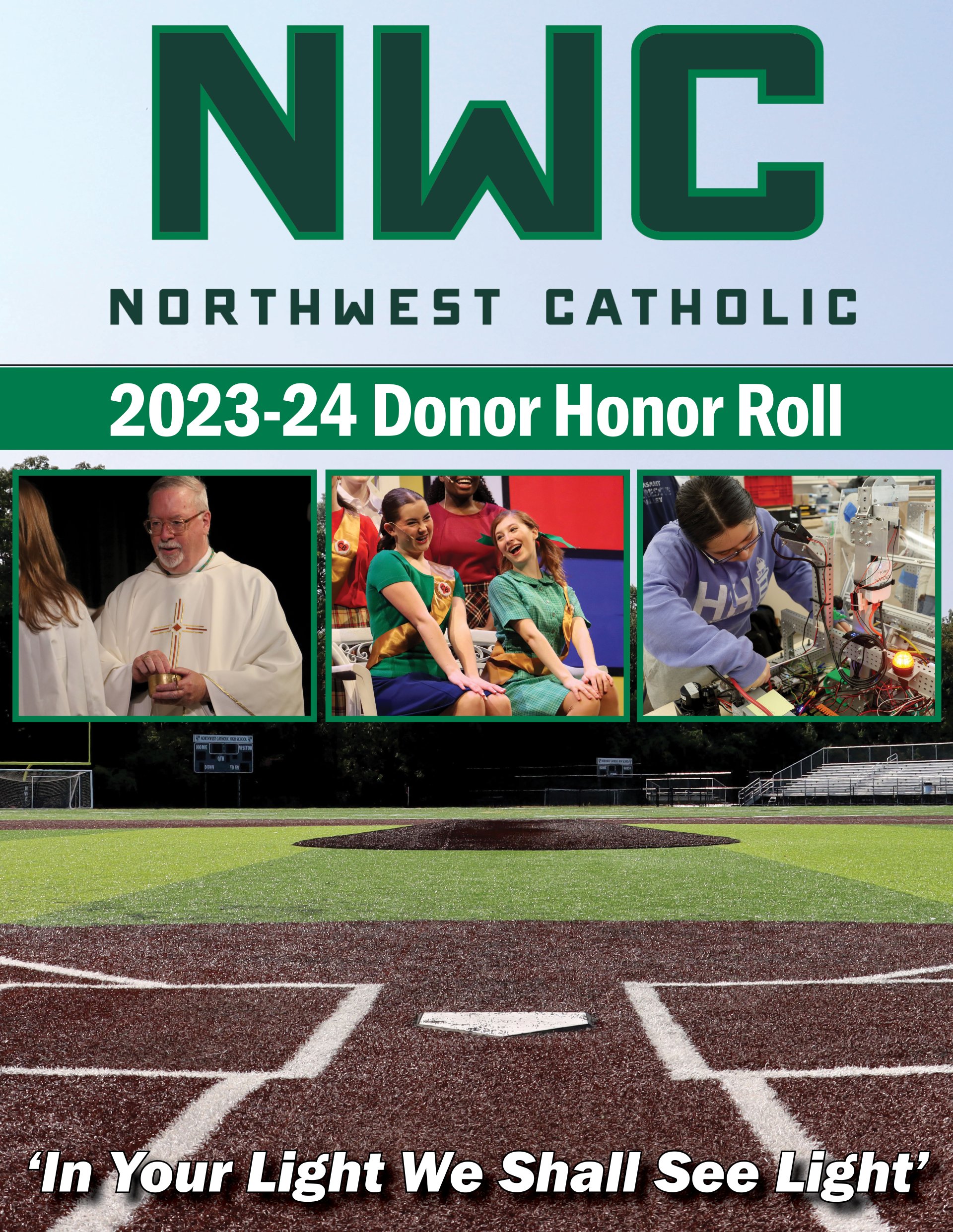 NWC crest logo on a pane of glass